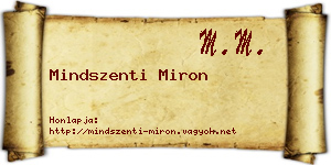 Mindszenti Miron névjegykártya